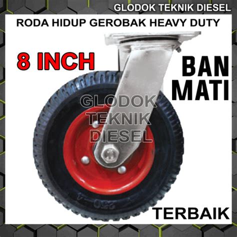 Jual Roda Karet Hidup HEAVY DUTY Trolley Troli 8 Inch Gerobak BAN MATI