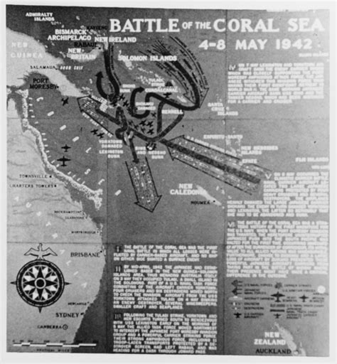 Nh 114451 Coral Sea World War Ii Battle Chart Battle Of The Coral Sea 4 8 May 1942