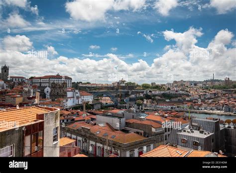 Panoramic View Of Oporto From The Mirador Da Vitória Portugal Stock