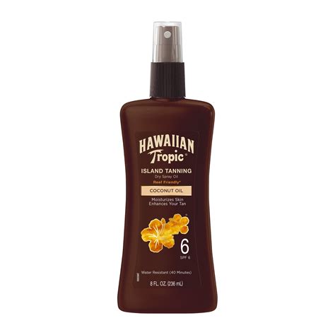 Hawaiian Tropic Island Tanning Dry Oil Sunscreen Spray SPF 6 8 Oz