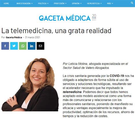 Gaceta Médica La telemedicina una grata realidad