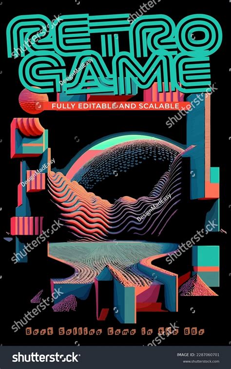 Retro Game Poster Design Pixelart Template Royalty Free Stock Vector