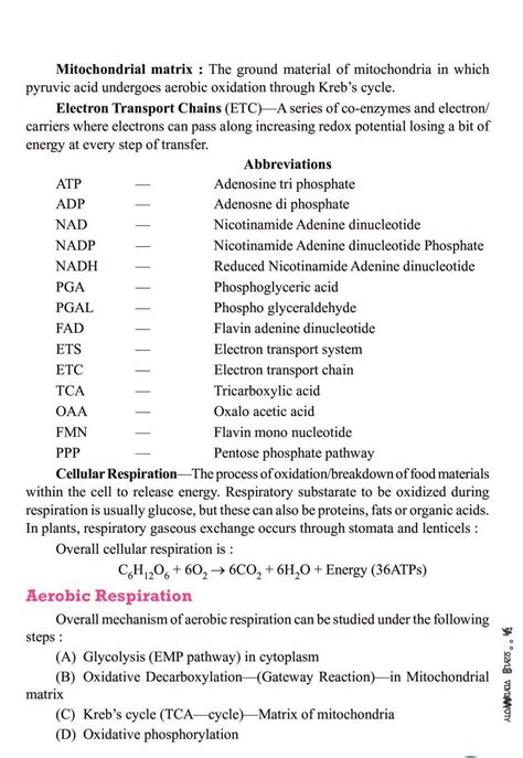 CBSE Notes Class 11 Biology Respiration In Plants