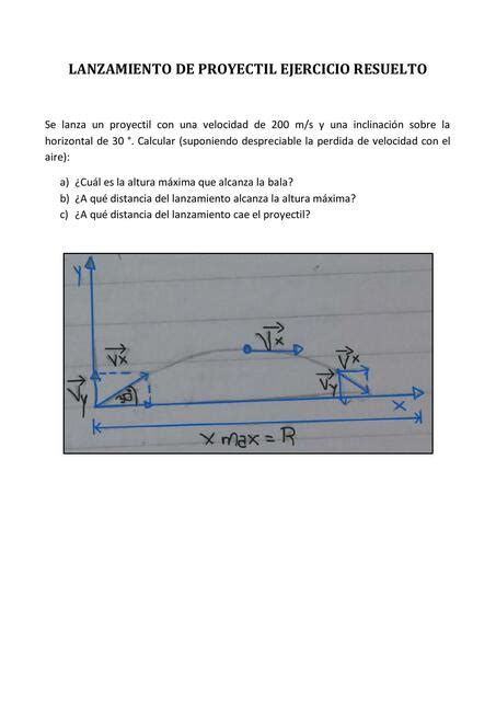 Lanzamiento De Proyectil Ejercicio Resuelto Ana B Udocz