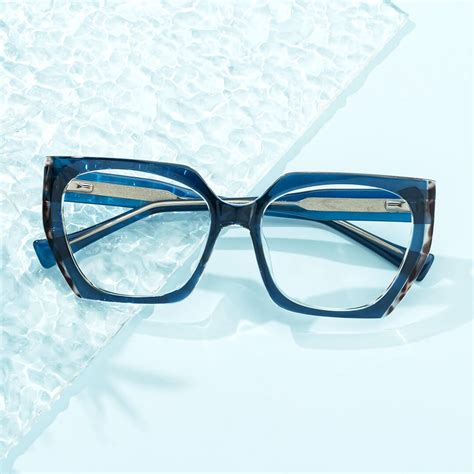 Edge Geometric Blue Eyeglasses Vooglam