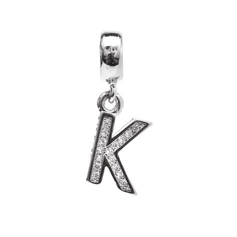 Silver Beads Charms with letters K Full Crystal Pendant for Diy Women ...