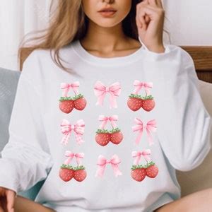 Coquette Sweatshirt Strawberries And Bows Strawberry Coquette Pink Bow