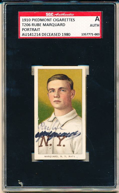 T Rube Marquard Portrait Auto Signed Piedmont Back Sgc Ebay