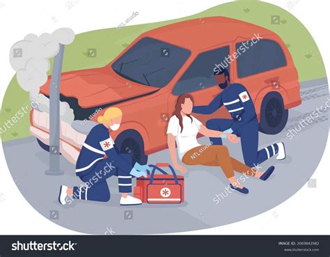 Vektor Stok Emergency Response 2d Vector Isolated Illustration Tanpa