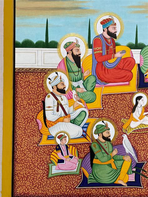 10 Sikh Gurus Painting, Holistic Sikh Art , Guru Nanak Dev Ji, Govind Singh Ram Das and Others ...