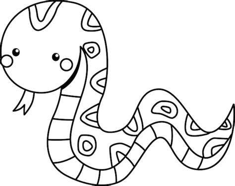 Premium Vector | A vector of a cute snake in black and white coloring