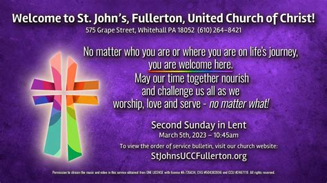 St John S Ucc Fullerton March Th Second Sunday Of Lent Youtube