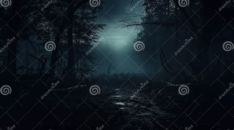 Dark And Scary Forest At The Night Stock Illustration Illustration Of