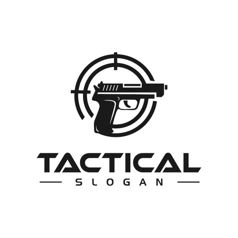 Equipo de logo táctico de lucha con pistola ilustración Vector Premium