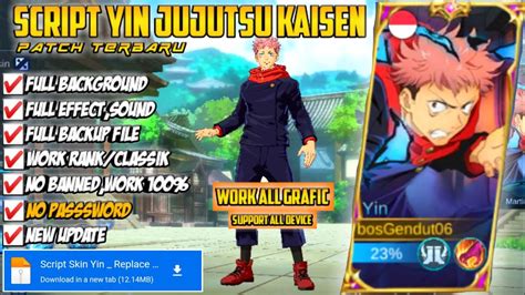 Update Script Skin Yin Jujutsu Kaise Yuji Itadori No Password Full