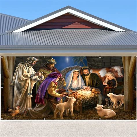 Amazon Christmas Nativity Garage Door Decorations 7x16ft Large