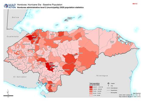 Honduras Administrative Level 2 Municipality 2020 Population