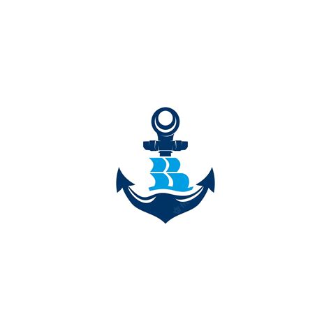 Premium Vector Anchor Whit Blue Boat Ship Marine Logo Design