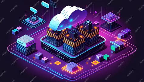 Premium Photo Cloud Computing An Isometric Representation Of A Modern