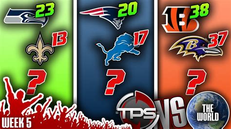 2022 Nfl Week 5 Picks Predictions And Prizes Tps Vs The World Youtube