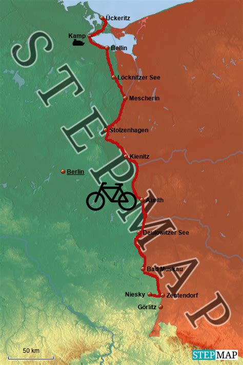 StepMap Oder Neisse Radweg Landkarte für Deutschland