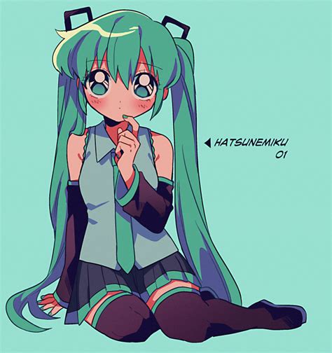 Safebooru 1990s Style 1girl Aqua Background Aqua Eyes Aqua Hair