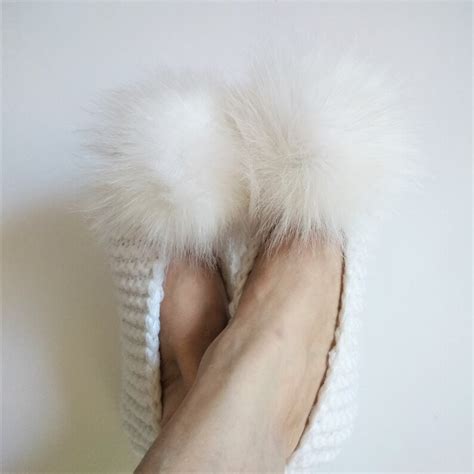 White slippers women fur slippers for women Gifts for her | Etsy