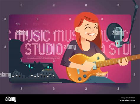 Woman Singing In Recording Studio Stock Vector Images Alamy