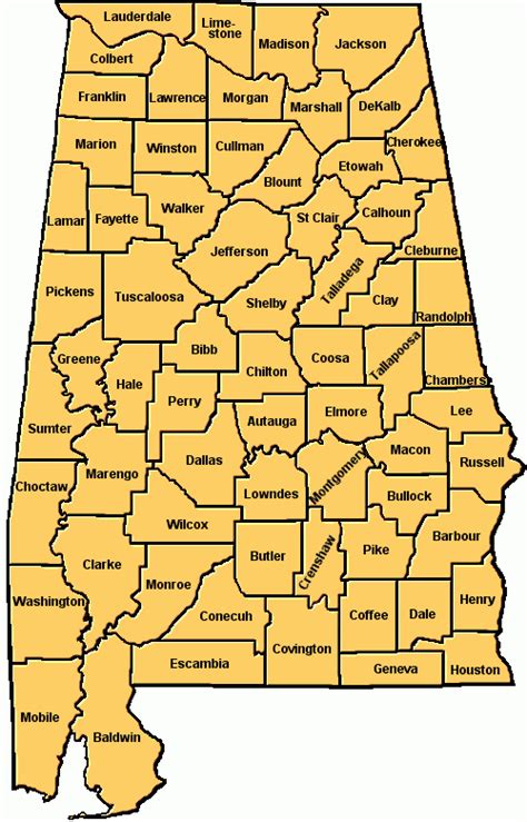 Map Of Alabama Counties | Ruby Printable Map