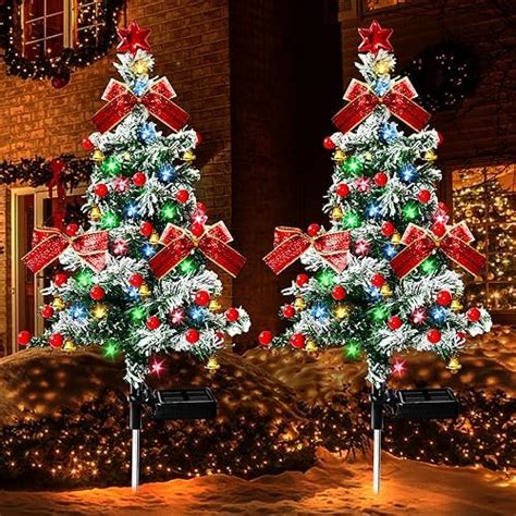 Amazon Homeleo Pack Solar Small Christmas Trees For Outdoor