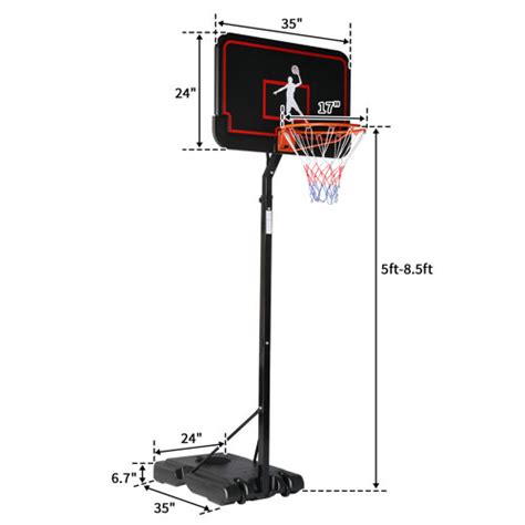 Winado Adjustable Height 5-8.5 ft Steel Portable Full-Size Basketball ...