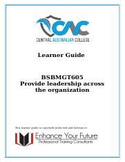 BSBMGT605 CAC Learner Guide Docx Learner Guide BSBMGT605 Provide