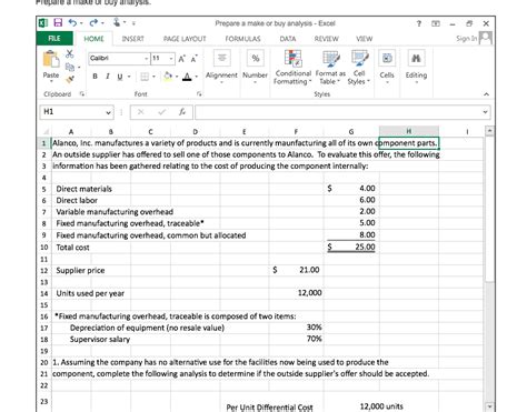 Solved Prepare A Make Or Buy Analysis Prepare A Make Or Buy Chegg