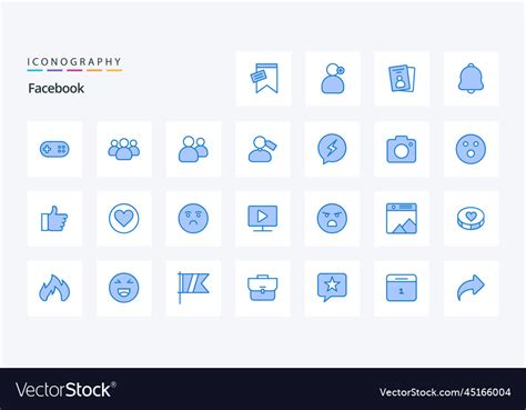 25 facebook blue icon pack Royalty Free Vector Image