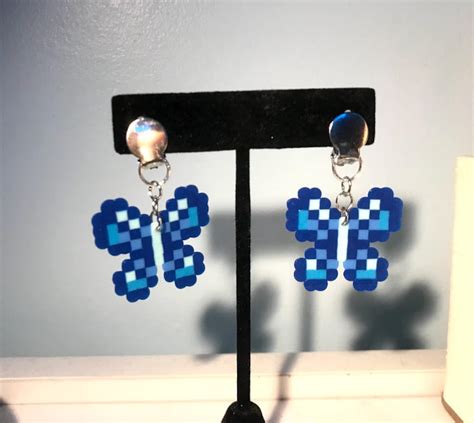 Butterfly Earrings Perler Perler Bead Earring Etsy