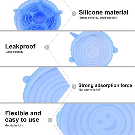 Stretch Lids Reusable Stretch Silicone Lids 6 Pieces High Temperature