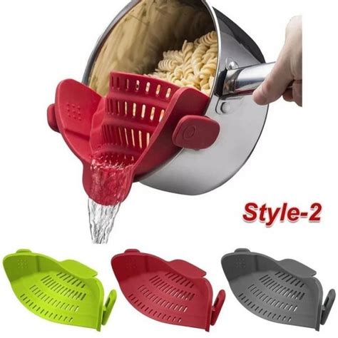 Style Gris Passoire De Cuisine En Silicone Clip De Vidange Bol