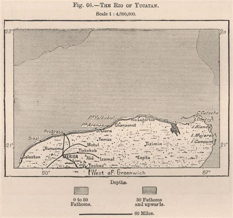 The Rio Of Yucatan North Yucatan Merida Cancun Mexico 1885 Old Map