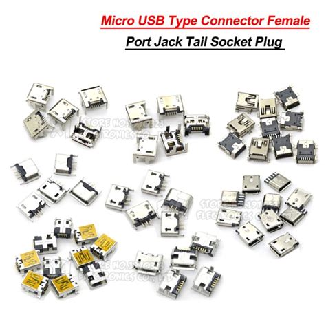 Pcs Micro Usb Type Connector Female Port Jack Tail Socket Plug Ibuw