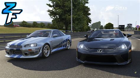 Lexus LFA Vs Fast Furious Nissan Skyline GT R R34 Forza 6 Drag Race