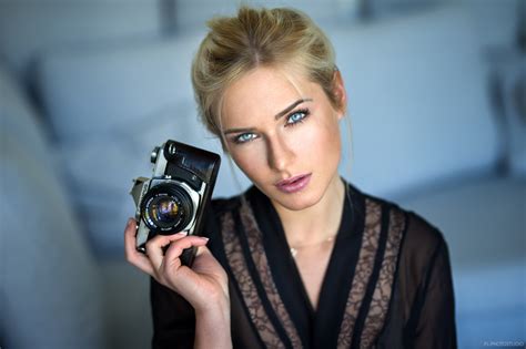 Wallpaper Women Blonde Camera Face Portrait Depth Of Field Eva