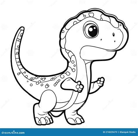 Set Of Kawaii Dino Coloring Page Collection Of Cute Vector Dinosaur