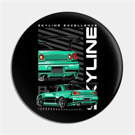 Skyline GT R R34 Racing Car Skyline Gt R R34 Racing Car Pin TeePublic