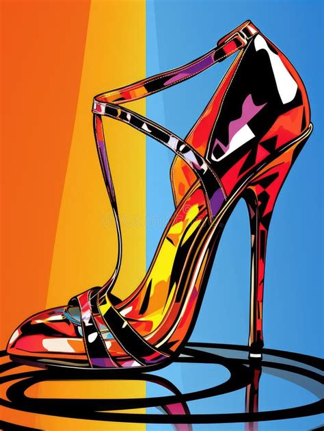 A Painting Of A Pair Of High Heeled Shoes Stock Illustration