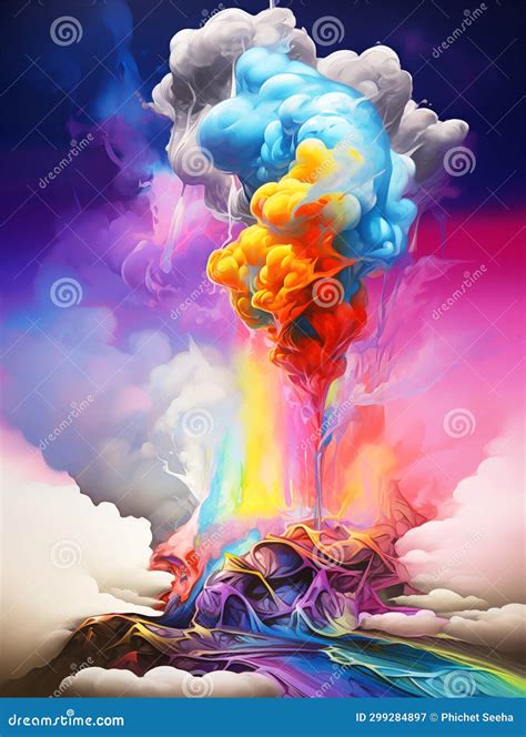 Abstract Colorful Smoke Rising from the Bottom, Volcano Erupts Concept ...