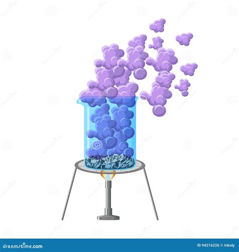 Chemical Experiment Showing Heating Beaker with Crystals and Smoke ...