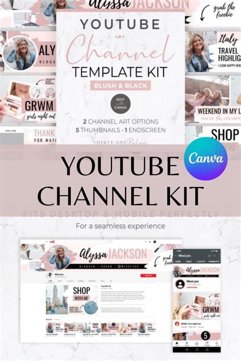 Youtube Channel Kit For Canva Blush Graphic By Thirty One Palms Studio