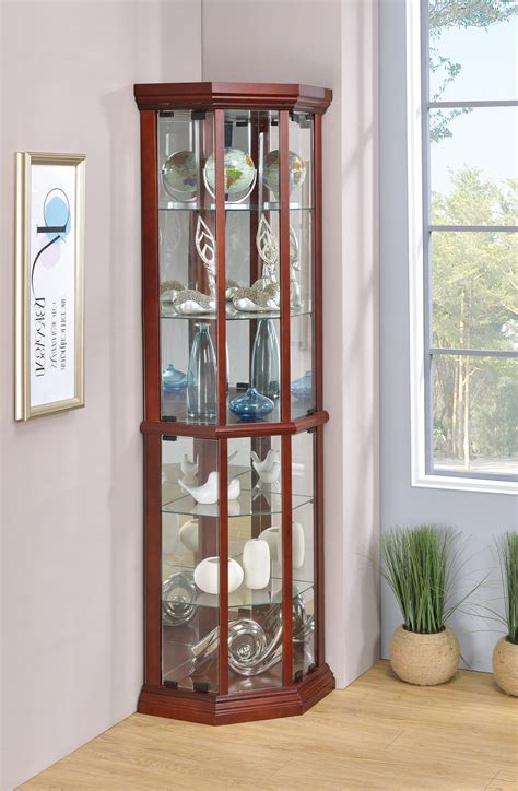 Appledale 6 Shelf Corner Curio Display Cabinet Medium Brown