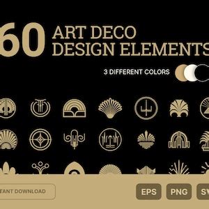 Art Deco Ornamental Elements EPS PNG SVG Gatsby Style Elements