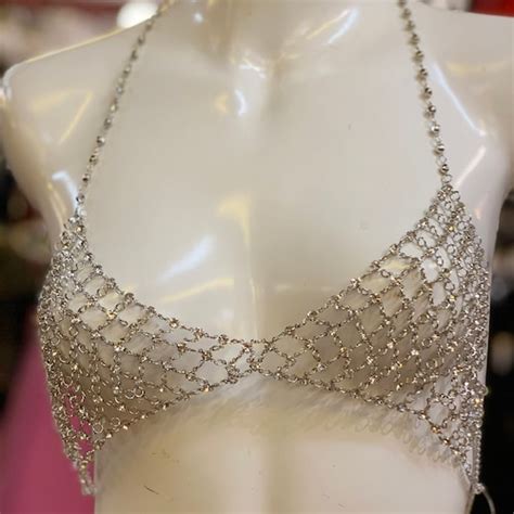 Rhinestone Body Chain Bra Chain Body Jewelry Holiday Bra Etsy